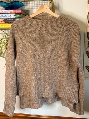 Cozy Ribbed Crewneck Sweater - Taupe XS